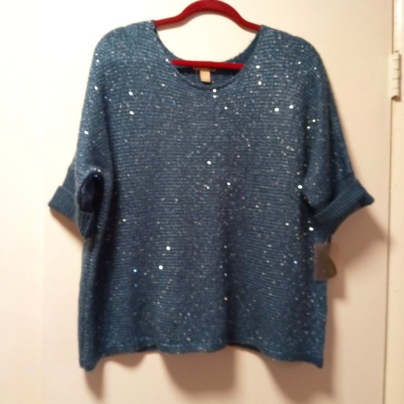 Forever 21 Sweaters - Forever 21 Short Sleeve Scattered Sequin Sweater NWT sz L  /B4